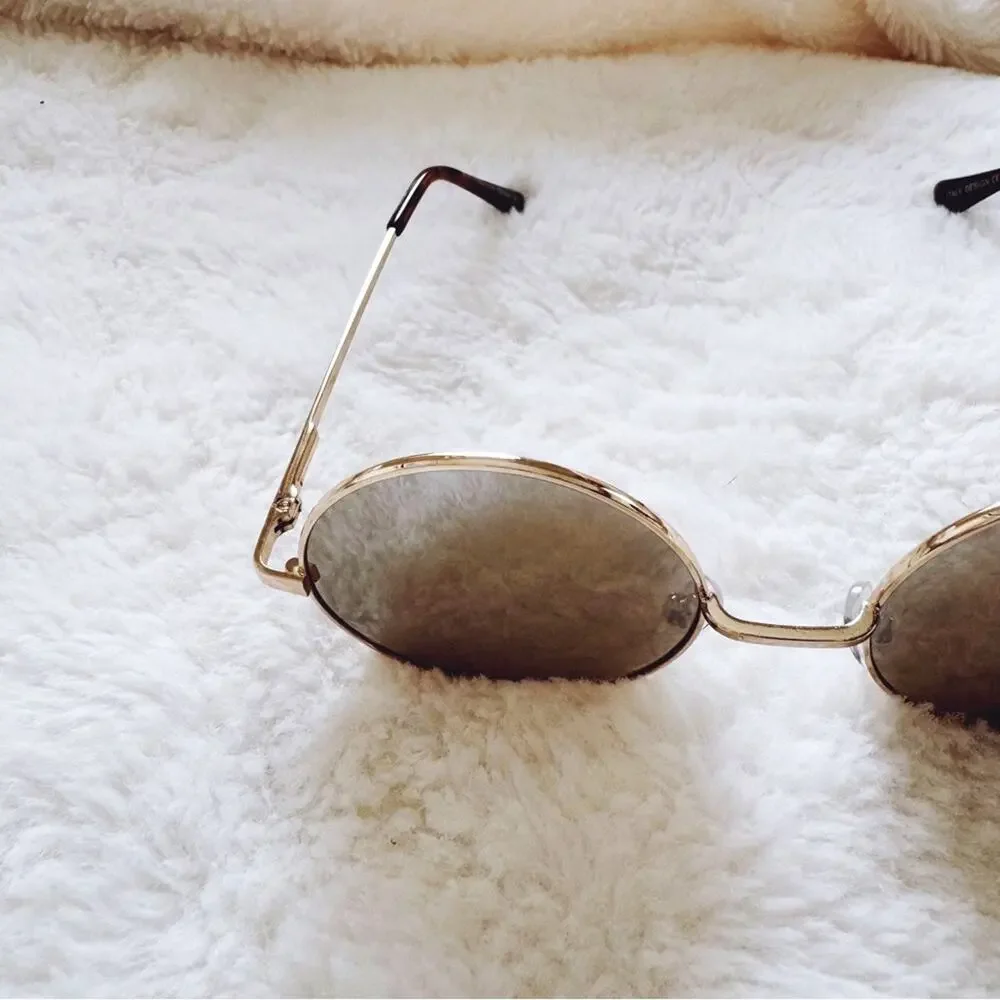 Harper Silver & Gold Rims Round Lens Sunglasses